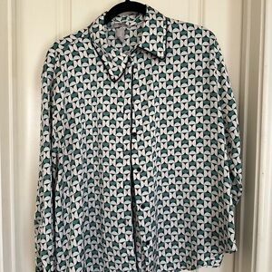 H&M Teal and White Patterned Blouse